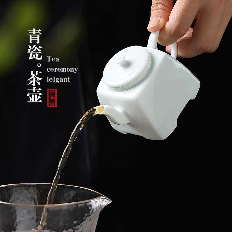 Jingdezhen up the fire which celadon manual kung fu single ceramic teapot household filtering little teapot