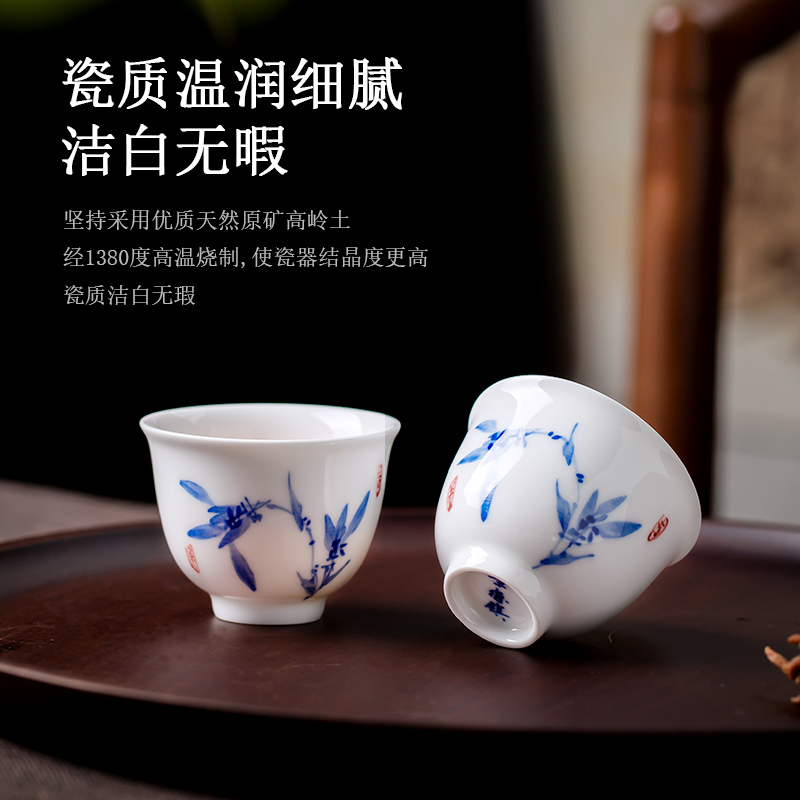 Jingdezhen up the fire which is blue and white porcelain teapot teacup kung fu suit six hand - made ceramic tea set office