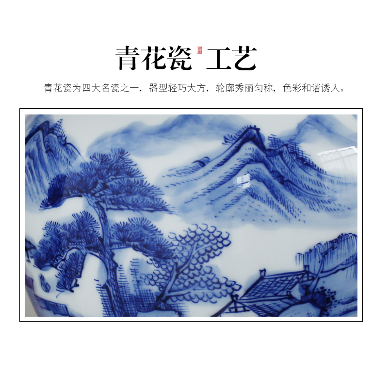 Jingdezhen up the fire which hand - made scenery of blue and white porcelain tea pot large general ceramic pot seal