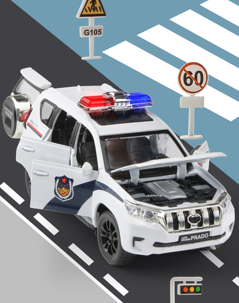 110警车玩具车公安车仿真声光特警车合金可开门小汽车男孩子礼物