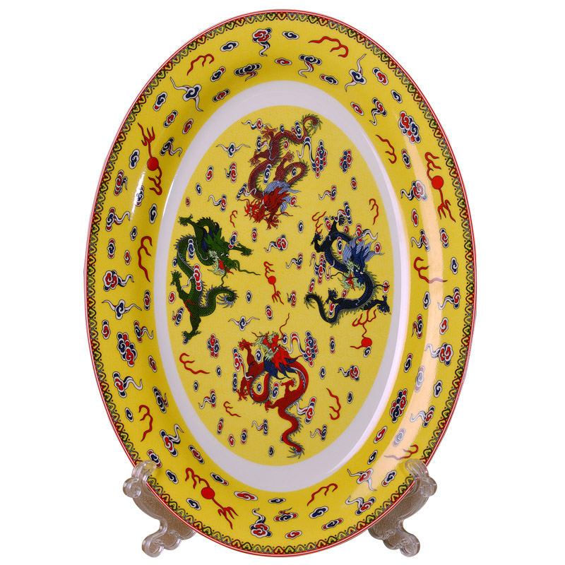 Big fish plate of Chinese style household ipads porcelain of jingdezhen ceramics oval steamed fish dish imitation GuLongWen plate plate