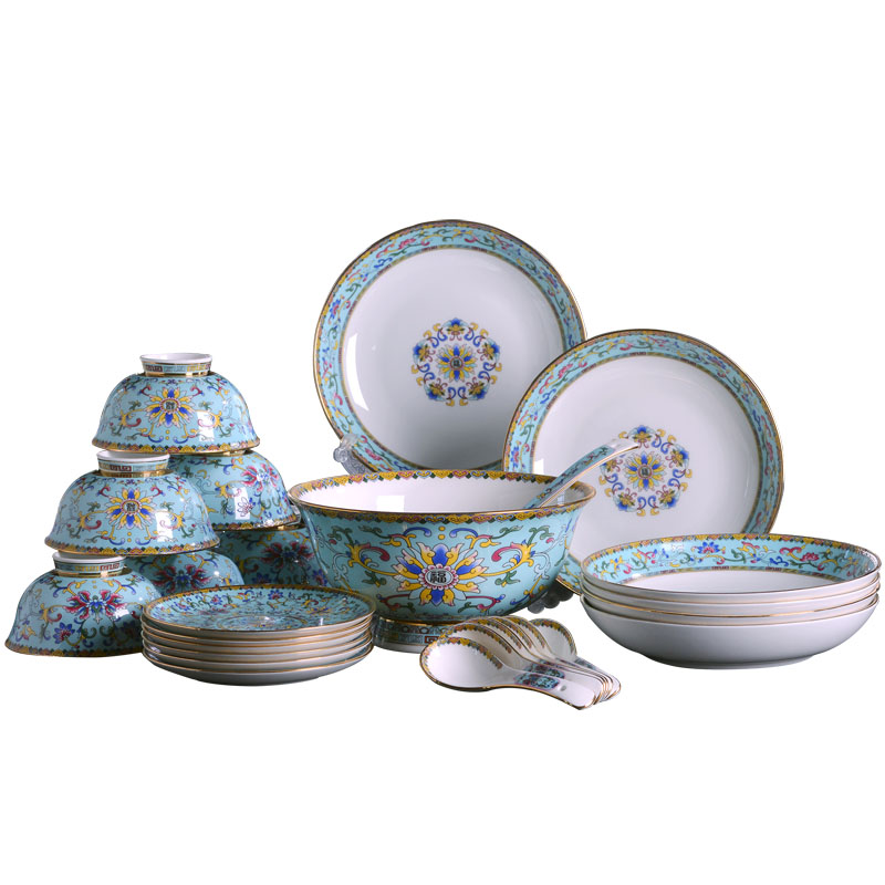 Jingdezhen up phnom penh enameled bowl which suits for Chinese style household ipads porcelain tableware rice bowl of the big rainbow such use deep food dish