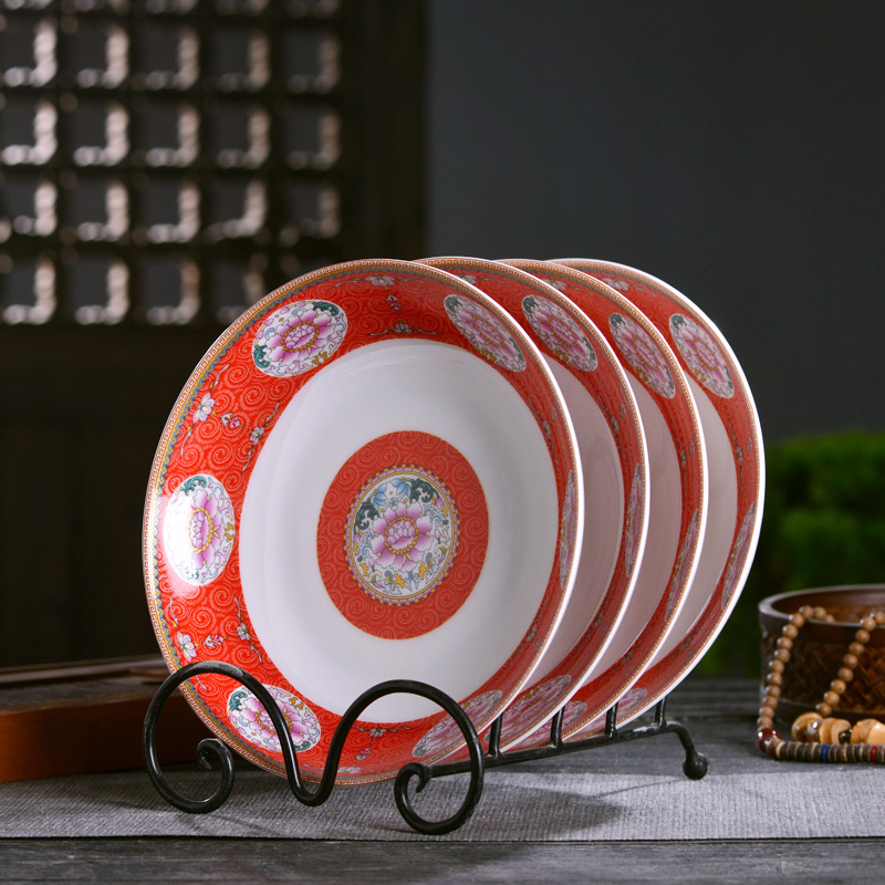 Chinese style household ipads porcelain of jingdezhen ceramics deep dish FanPan ipads plate red steak pan Pacific Ocean plate slag tableware