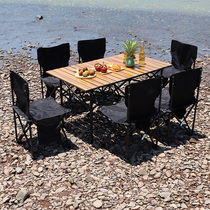 Portable folding table and chair set outdoor aluminum alloy picnic camping barbecue beach field garden camping egg roll table