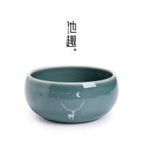 He Interesting Lin Deep See Deer Ceramic Tea Wash Large Pen Wash Home Wash Tea Cup Basin Fresh Water Spittoon Tea Making Accessories