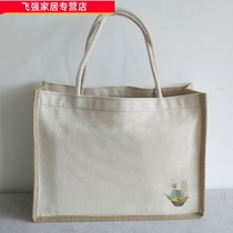 Jute shopping bag linen bag small fresh bag vintage canvas custom logo bag cotton and linen shopping bag