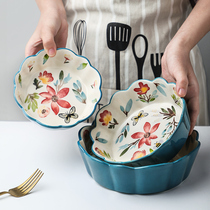 Japanese tableware One-person food net celebrity ins Cute small bowl Household ceramic eating bowl Creative fruit salad bowl