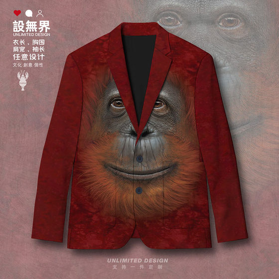 Trendy brand cute orangutan animal pattern 3D three-dimensional suit jacket men and women suit spring and autumn trend 0018 design without boundaries
Trendy brand cute orangutan animal pattern 3D three-dimensional suit jacket men and women suit spring and autumn trend 0018 design without boundaries