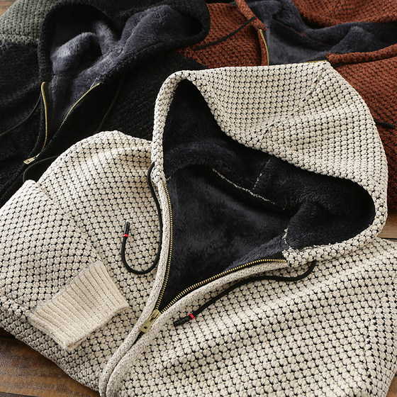 Resistant to wind and keep warm! Pineapple-patterned knitted sweater jacket for foreign trade men's autumn and winter plus velvet thickened hooded jacket cardigan
Resistant to wind and keep warm! Pineapple-patterned knitted sweater jacket for foreign trade men's autumn and winter plus velvet thickened hooded jacket cardigan