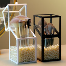 Glass makeup brush containing box dust-proof belt Gins Nordic wind transparent eyebrow pen eyelink pen cylinder pearl brush barrel
