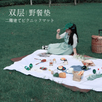 Outdoor picnic mat Portable waterproof moisture proof mat Double solid color thickened grass mat Full set of camping picnic supplies