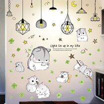 Wardrobe decoration stickers removable animal little hamster kitten self-adhesive wall stickers living room TV Wall Wall stickers