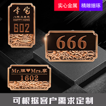 Metal high-end villa house number household residential custom aluminum alloy Central European style outdoor number plate outdoor imitation copper retro relief personality creative design custom