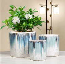 Straight tube ceramic flower pot King size Cylindrical office fortune Tree green Radish pot clearance