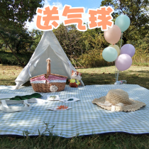 Japanese-style moisture-proof mat cloth Plaid photo Beach outdoor portable spring outing mat waterproof ins picnic pastoral picnic