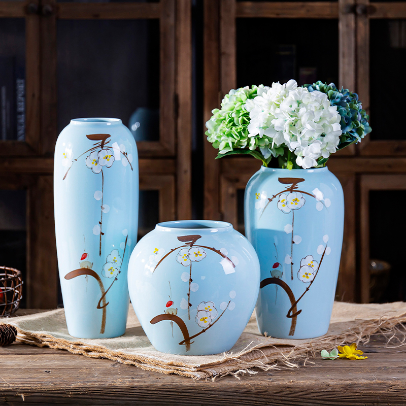 Jingdezhen hand - made ceramic vase furnishing articles dry flower vases, modern home decoration decoration table