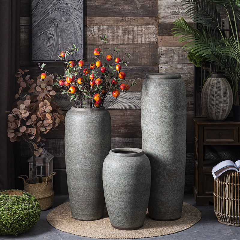 Jingdezhen ceramic coarse pottery landing big dry flower is placed to restore ancient ways I and contracted sitting room TV cabinet vase flowerpot