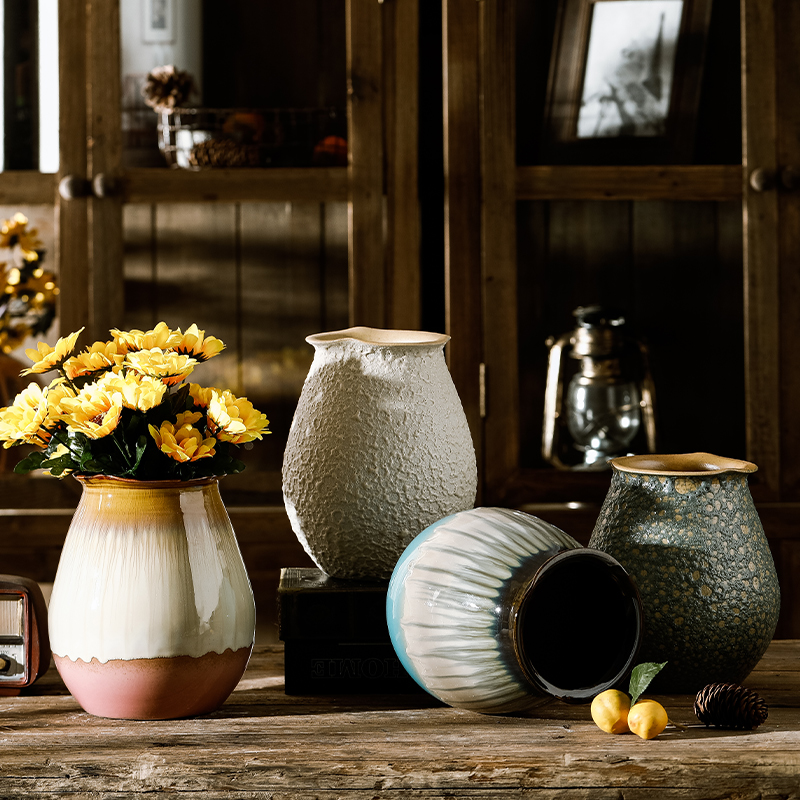 Ceramic mesa floret bottle sunflower dried flower adornment hydroponic water raise I and contracted sitting room table vase furnishing articles