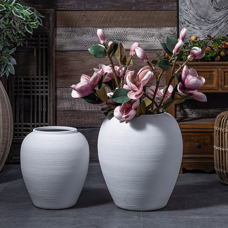 Jingdezhen ceramic big vase Nordic dried flower arranging flowers sitting room adornment is placed I and contracted white clay landing