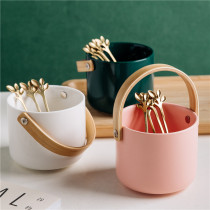 Creative cute fruit fork jar set fork fashion household ins Nordic storage tank Stainless steel fruit sign fruit plug