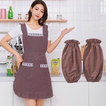 2022 New Apron Household Kitchen Waterproof Summer Cotton Woman Summer Botton Breakfast Ocean Ocean Ocean Korea