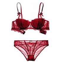 Fish Bone Bra Summer European American Lace Embroidered Vintage Set Full Thin Underwear Bras Bra Breast Large Two Piece Set