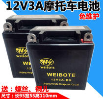 Old imported CG125 motorcycle battery flower cat silver cat 12V3A battery battery maintenance-free