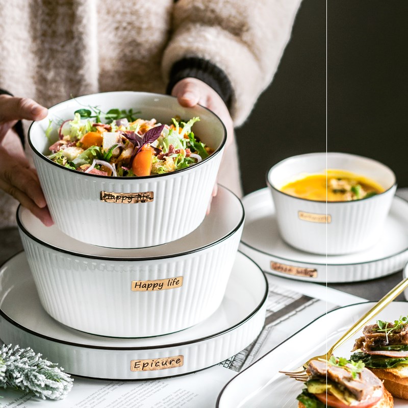 LIDS, western - style food dish dish home salad breakfast such as soup ceramic tableware rice soup bowl western - style food rice bowls plates