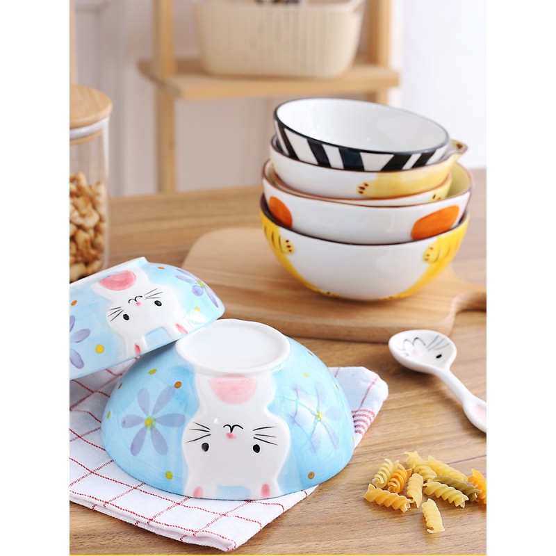 Hand - drawn cartoon animal model ceramic tableware to soft rice bowl of children creative household rainbow such to use individual students