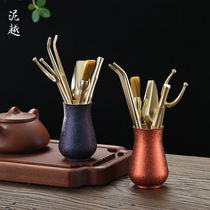 Brass six gentlemen set tea spoon tea clip tea knife tea pot pen tea art tea ceremony supplies Kung Fu tea accessories Daquan