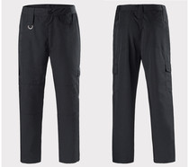 Black summer twill security training suit pants Winter fattening and multi-pocket tactical wear-resistant overalls