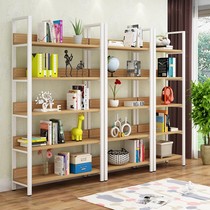 Steel and wood bookshelf simple wrought iron shelf Wall multi-layer shelf living room shelf balcony display shelf bookcase