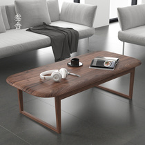 Sanshe Nordic ins style coffee table Modern simple black walnut solid wood rectangular rounded living room tea table Tea table