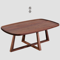 Sanshe Nordic coffee table Minimalist tea table Black walnut solid wood small apartment modern simple living room rectangular low tea table