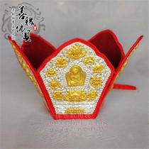 Nepali Boutique White Brasss Gold Five Buddha Canopy Contiguous to the Crown Of Luhat Masters Hat Tibetan Buddhism