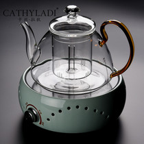 Cathyladi Large Glass Teapot Kung Fu Tea Set Home office Simple thickened heat-resistant handle Tea maker