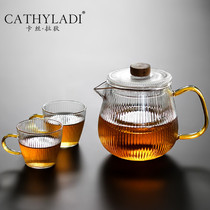 Cathyladi Household Kung Fu Tea Set Glass set Heat-resistant teapot with filter Tea water separation Tea maker