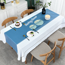 Nordic dining table cloth waterproof and oil-proof disposable anti-hot pvc rectangular household fabric desk coffee table mat ins students students