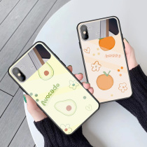 Awolea makeup mirror mobile phone shell apple green fruit apple x orange 8plus fresh xr SE3 for iPhone 7 makeup mirror 6sp girl xs mirror 11p