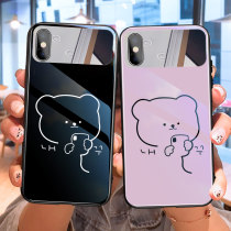 Purple Little Bear Apple 11 mobile phone case iPhonex Cute cartoon 8plus makeup mirror xr xsmax girl 7 applicable cartoon 6sp mirror glass se202