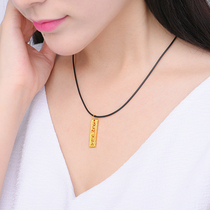 Gold six-character mantle pendant gold 999 necklace Buddha 3D hard Gold hollow transport pure gold set chain for men and women