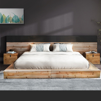 Tatami bed frame Solid wood low bed Floor-to-ceiling wooden box puzzle bed Rectangular large floor-to-ceiling bed Japanese floor-to-ceiling headboard