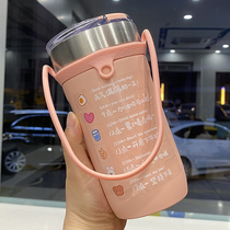 Stainless steel large-capacity thermos cup ladies couple portable coffee cup car-mounted Cup high-value Student water Cup