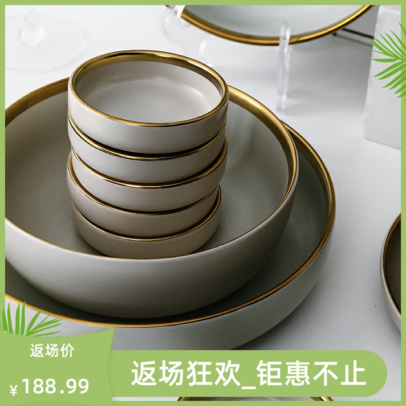 Nesting bowls plates suit household ceramic dinner dishes suit creative household dish bowl suit Nordic ins