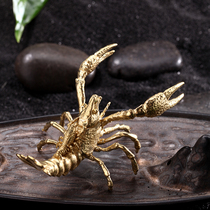 Non-craftsman pure copper tea pet ornaments boutique creative crayfish crafts can raise Kung Fu tea accessories handmade cover holder