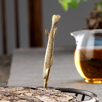 Non-artisan pure copper tuna tea knife Handmade tea needle Household Puer knife Tea knife pry tea cone Kung Fu tea accessories