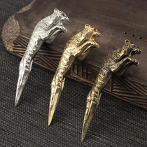 Non-artisan tea knife Pure copper tiger leopard tea needle Pure handmade Puer special tea knife Household tea cone Kung Fu tea accessories