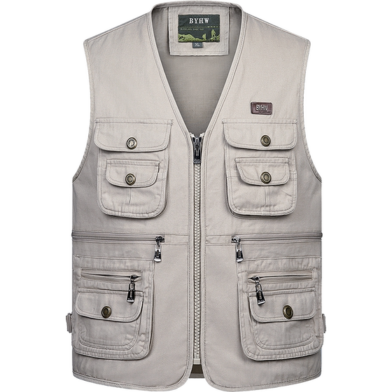 Pure cotton outdoor water washing vest Middle -aged and elderly men's clothing photography horse clip spring autumn clothes shoulder multi -pocket fishing vest Pure cotton outdoor water washing vest Middle -aged and elderly men's clothing photography horse clip spring autumn clothes shoulder multi -pocket fishing vest