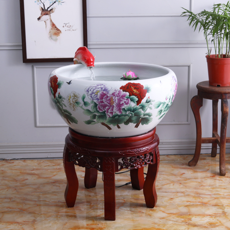 Sitting room feng shui and oxygen tank in plutus super - large filter fish basin water Chinese penjing jingdezhen ceramic cycle