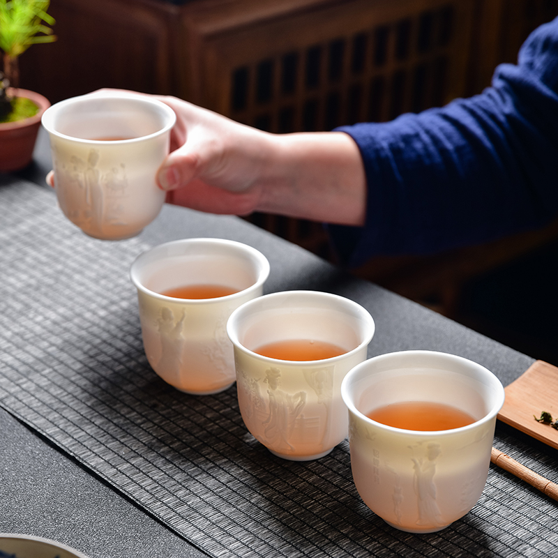 Dehua suet jade white porcelain kunfu tea cups a single household personal master cup sample tea cup white ceramic cup